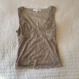 Pink Rose Leopard Print Lace Camisole Size Small